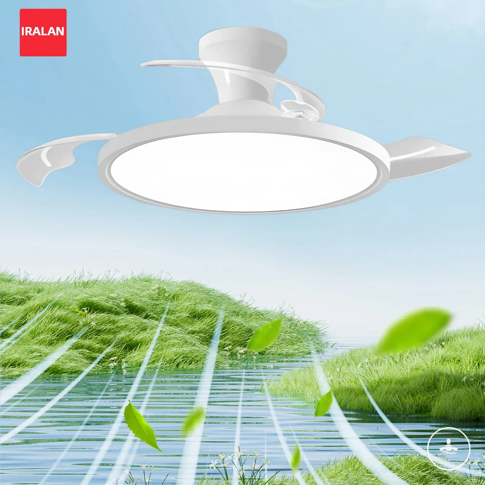 Unsichtbarer Deckenventilator mit LED-Licht, DC-Motor, Fernbedienung und hohem Luftstrom
