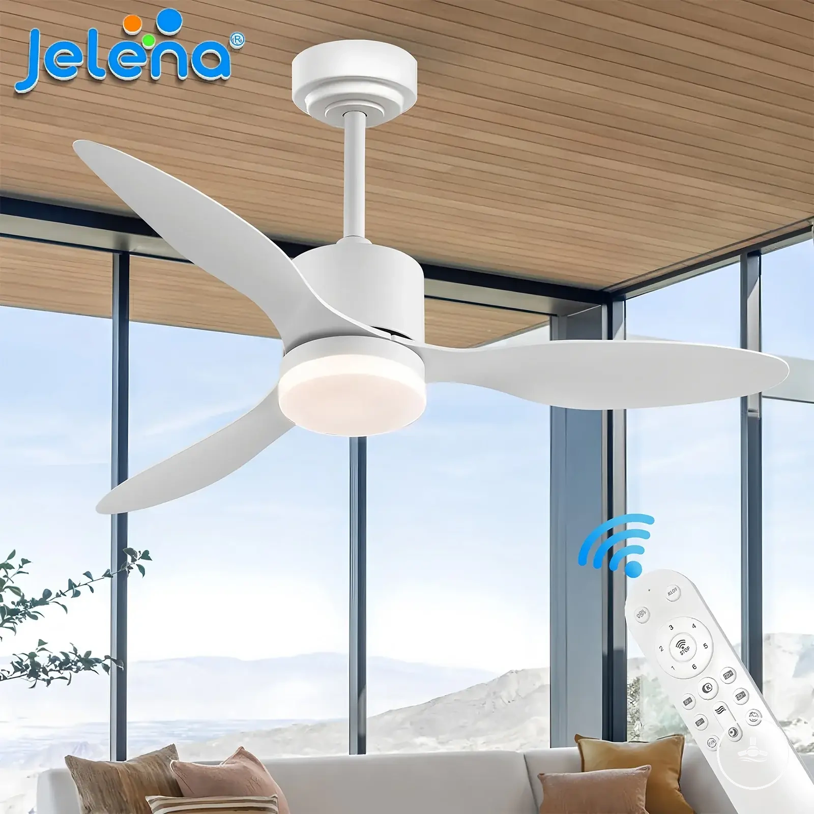 Flaches Deckenventilatorlicht mit App-Steuerung, Fernbedienung und hoher Windleistung