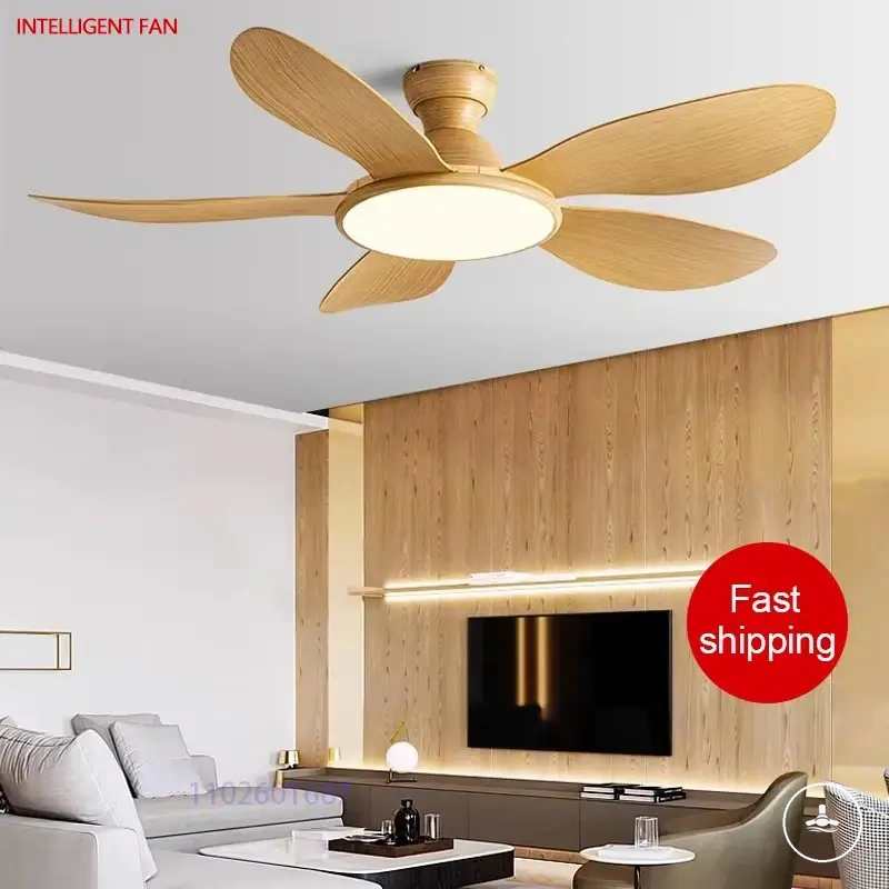 Ventilador de techo bajo con motor DC, luz LED, mando a distancia y tamaño de 52 pulgadas