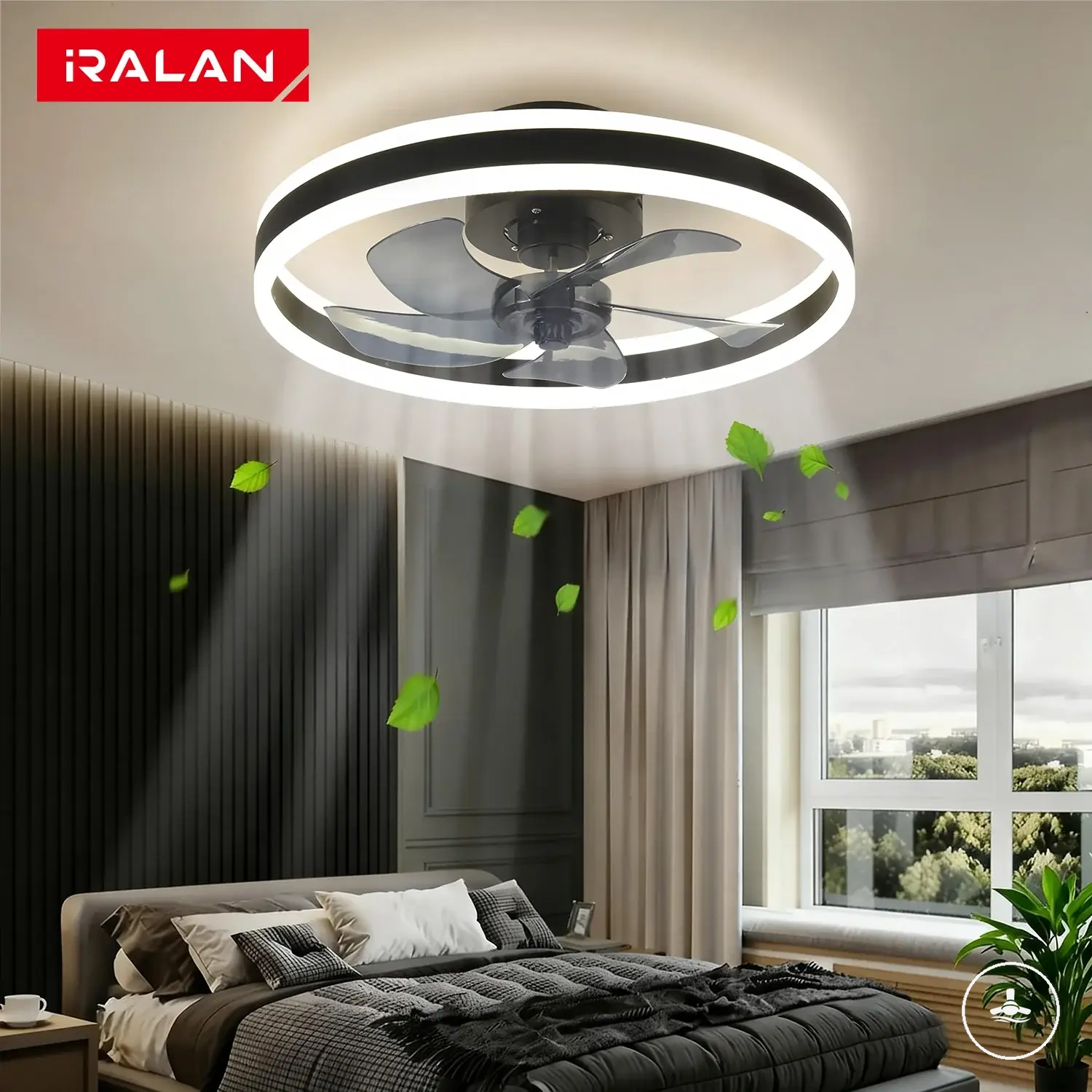 Ventilador de teto silencioso dimerizável com luz LED e controle remoto