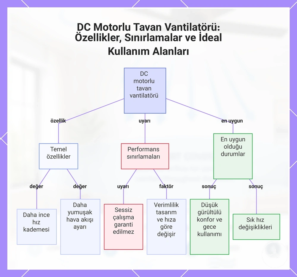 DC Motorlu Tavan Vantilatörü: Özellikler, Sınırlamalar ve İdeal Kullanım Alanları