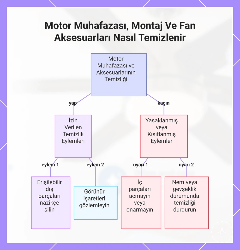 Motor Muhafazası, Montaj Ve Fan Aksesuarları Nasıl Temizlenir